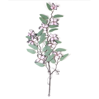 Guirlande med lyserøde sommerfugle og grønne blade